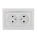 Розетка 2-м СП Mira 16А IP20 без заземл. с бел. вставкой керамика бел. LEZARD 701-0202-128