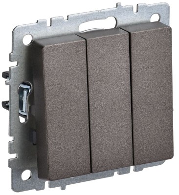 Выключатель 3-кл. СП BRITE ВС10-3-0-БрТБ 10А механизм бронза IEK BR-V30-0-10-K45 Выключатель 3-кл. СП BRITE ВС10-3-0-БрТБ 10А механизм бронза IEK BR-V30-0-10-K45