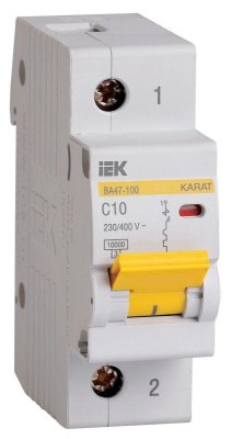 Выключатель автоматический модульный 1п C 10А 10кА ВА47-100 IEK MVA40-1-010-C
