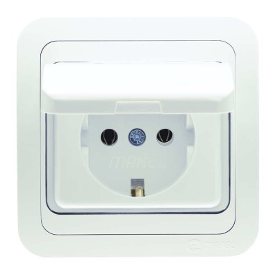 Розетка 1-м СП Mimoza 16А IP20 с крышкой бел./бел. Makel 12029 Розетка 1-м СП Mimoza 16А IP20 с крышкой бел./бел. Makel 12029