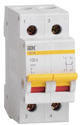 Выключатель нагрузки ВН-32 100А/2П IEK MNV10-2-100 Выключатель нагрузки ВН-32 100А/2П IEK MNV10-2-100