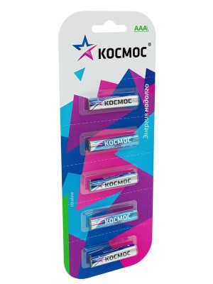 Элемент питания алкалиновый AAA/LR03 BP-5 (блист.5шт) КОСМОС KOCLR035BL