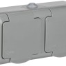 Розетка 2-м ОП AQUATIC РСш22-2-А 16А IP54 с заземл. с крышкой GENERICA ERA22-K03-16-54