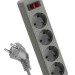 Удлинитель с сетевым фильтром 4х1.5м с заземл. 10А IP20 2.2кВт 3х0.75 с предохранителем с выкл. с индикатором сети КОСМОС FKsm1.5m-4g(G)