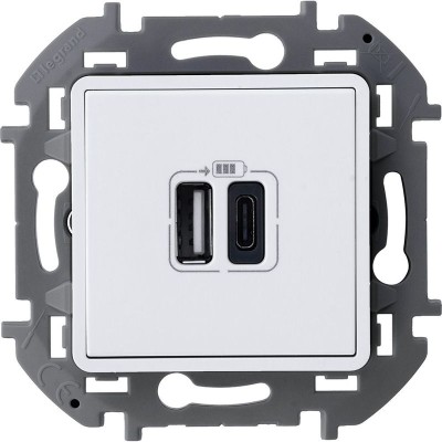 Устройство зарядное Inspiria с 2-мя USB разьемами A и C 240В/5В 3000мА бел. IEK 673760