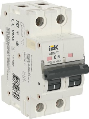Выключатель автоматический модульный 2п C 6А M06N ARMAT IEK AR-M06N-2-C006 Выключатель автоматический модульный 2п C 6А M06N ARMAT IEK AR-M06N-2-C006