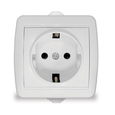 Розетка 1-м ОП Клио 16А IP44 с заземл. бел. UNIVersal К2228