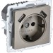 Розетка BRITE РЮш10-1-БрШ 16А с USB A+A 2.1А с заземл. защ. шторки механизм шампань IEK BR-R14-16-U21-D21-K37