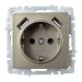 Розетка BRITE РЮш10-1-БрШ 16А с USB A+A 2.1А с заземл. защ. шторки механизм шампань IEK BR-R14-16-U21-D21-K37