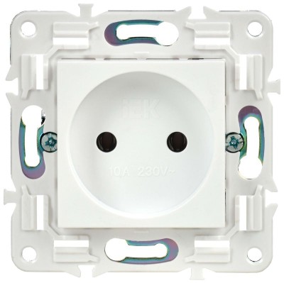 Розетка SKANDY 10А без заземл. без защ. шторок SK-R02W арктич. бел. IEK SK-R10-10-K01