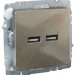 Розетка BRITE USB A+A 3.1А РЮ10-1-БрШ механизм шампань IEK BR-U21-D31-K37