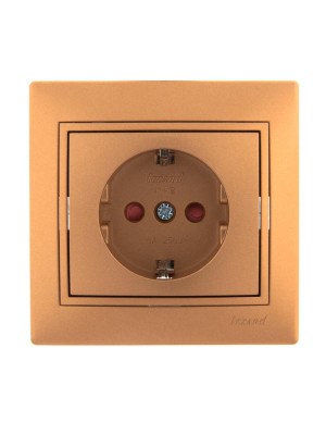 Розетка 1-м СП Mira 16А IP20 с заземл. защ. шторки со вставкой керамика зол. метал. LEZARD 701-1313-124 Розетка 1-м СП Mira 16А IP20 с заземл. защ. шторки со вставкой керамика зол. метал. LEZARD 701-1313-124