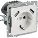 Розетка BRITE РЮш10-1-БрАБ 16А с USB A+A 2.1А с заземл. защ. шторки механизм арктич. бел. IEK BR-R14-16-U21-D21-K91