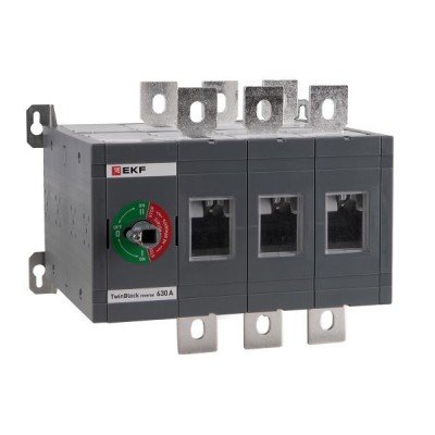 Рубильник 3п 630А реверсивный без рукоятки управления TwinBlock EKF tb-s-630-3p-rev