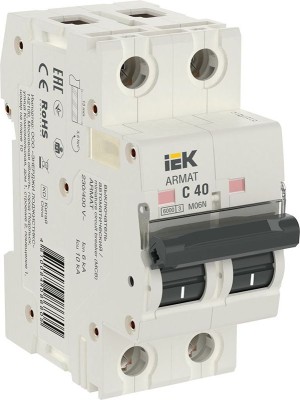 Выключатель автоматический модульный 2п C 40А M06N ARMAT IEK AR-M06N-2-C040 Выключатель автоматический модульный 2п C 40А M06N ARMAT IEK AR-M06N-2-C040