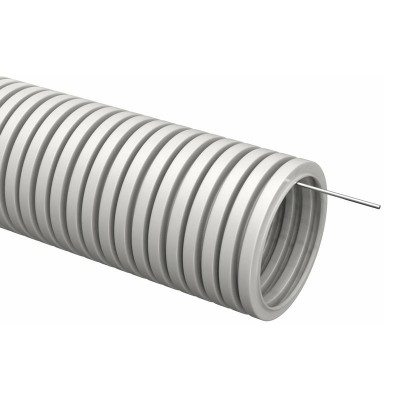 Труба гофрированная ПВХ d20мм с протяжкой сер. (уп.10м) TOKOV ELECTRIC TKE-TG/P-20-C06/10