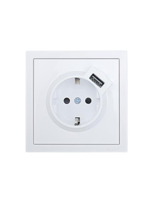 Розетка 1-м ZIMA IP20 + USB с заземл. механизм бел. LEZARD 704-0288-181