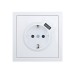 Розетка 1-м ZIMA IP20 + USB с заземл. механизм бел. LEZARD 704-0288-181