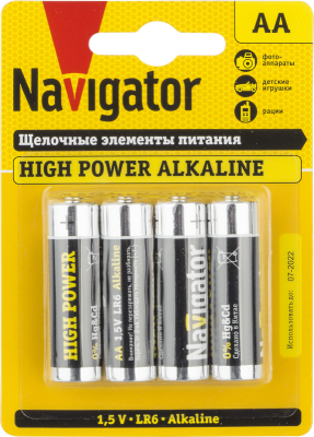 Элемент питания алкалиновый AA/LR6 94 753 NBT-NE-LR6-BP4 (блист.4шт) Navigator 94753 Элемент питания алкалиновый AA/LR6 94 753 NBT-NE-LR6-BP4 (блист.4шт) Navigator 94753