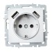Розетка BRITE РЮш10-2-БрА 16А с USB A+A 3.1А с заземл. защ. шторки механизм алюм. IEK BR-R14-16-U21-D31-K47