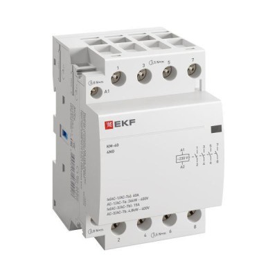 Контактор модульный КМ 40А 4NО (3 мод.) EKF km-3-40-40 Контактор модульный КМ 40А 4NО (3 мод.) EKF km-3-40-40