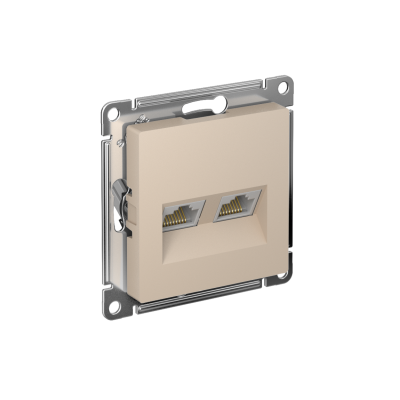Розетка компьютерная 2-м AtlasDesign RJ45+RJ45 кат.5E механизм песочн. SE ATN001285