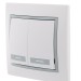 Выключатель 2-кл. СП Mira 10А IP20 с сер. вставкой бел. LEZARD 701-0215-101