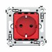 Розетка 1-м СП 2мод. Avanti "Красный квадрат" 16А IP20 2P+E защ. шторки красн. DKC 4401003