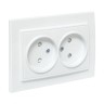 Розетка 2-м СП Минск 10А IP20 без заземл. защ. шторки бел. Basic EKF ERR10-102-100