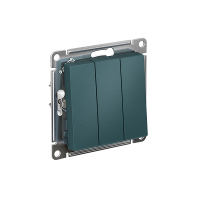 Выключатель 3-кл. СП AtlasDesign 10А IP20 (сх. 1+1+1) 10AX механизм изумруд SE ATN000831