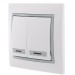 Выключатель 2-кл. СП Mira 10А IP20 с подсветкой с сер. вставкой бел. LEZARD 701-0215-112