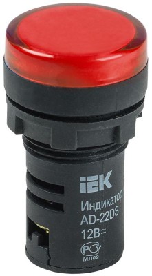Лампа светосигнальная AD22DS d22мм 12В AC/DC красн. KARAT IEK BLS10-ADDS-012-K04