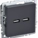 Розетка BRITE USB A+A 3.1А РЮ10-1-БрГ механизм графит IEK BR-U21-D31-K53
