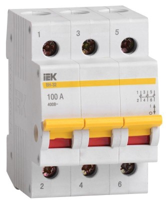 Выключатель нагрузки ВН-32 100А/3П IEK MNV10-3-100 Выключатель нагрузки ВН-32 100А/3П IEK MNV10-3-100