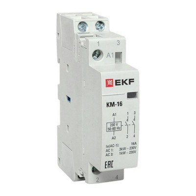 Контактор модульный КМ 16А 2NО (1 мод.) EKF km-1-16-20 Контактор модульный КМ 16А 2NО (1 мод.) EKF km-1-16-20