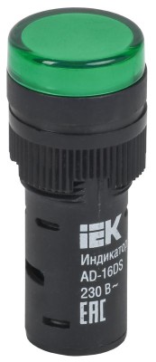 Лампа светосигнальная AD16DS d16мм 230В AC зел. KARAT IEK BLS10-ADDS-230-K06-16