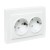 Розетка 2-м СП Минск 16А IP20 с заземл. защ. шторки бел. Basic EKF ERR16-128-100
