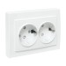 Розетка 2-м СП Минск 16А IP20 с заземл. защ. шторки бел. Basic EKF ERR16-128-100