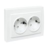 Розетка 2-м СП Минск 16А IP20 с заземл. защ. шторки бел. Basic EKF ERR16-128-100