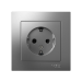 Розетка 1-м СП AtlasDesign 16А IP20 с заземл. защ. шторки в сборе сталь SE ATN000944