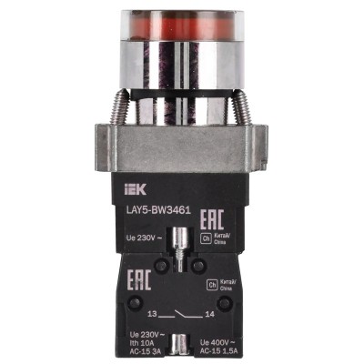 Кнопка LAY5-BW3461 1НО с подсветкой красн. KARAT IEK BBT50-BW-K04