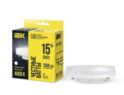 Лампа светодиодная 15Вт T75 таблетка 4000К нейтр. бел. GX53 230В IEK LLE-T80-15-230-40-GX53