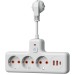 Удлинитель с сетевым фильтром 3х0.3м 10А 2USB + 1USBC 2500Вт ПВС 3х1 компакт бел. КОСМОС FRKsm0.3m-3g(W)USB