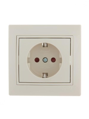 Розетка 1-м СП Mira 16А IP20 с заземл. защ. шторки со вставкой керамика крем. LEZARD 701-0303-124 Розетка 1-м СП Mira 16А IP20 с заземл. защ. шторки со вставкой керамика крем. LEZARD 701-0303-124