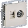Розетка компьютерная + телевизионная 2-м Brite РТВ/РК12-БрКр RJ45 кат.5E + TV механизм беж. IEK BR-AK20-1-K10