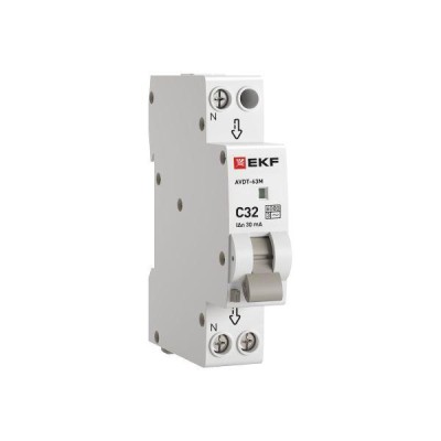 Выключатель автоматический дифференциального тока 1мод. C 32А 30мА тип AC 6кА АВДТ-63М электрон. PROxima EKF DA63M-32-30