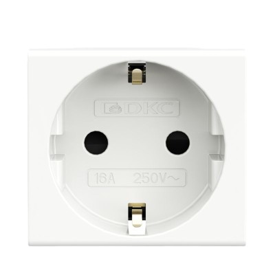 Розетка 1-м 2мод. Viva 16А IP20 2P+E с заземл. защ. шторки бел. DKC 45005 Розетка 1-м 2мод. Viva 16А IP20 2P+E с заземл. защ. шторки бел. DKC 45005