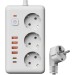 Удлинитель с сетевым фильтром 3х3м 10А 4USB + 2USBC 2500Вт ПВС 3х1 прямоуг. бел. КОСМОС FKsm3m-3gPF(W)USB