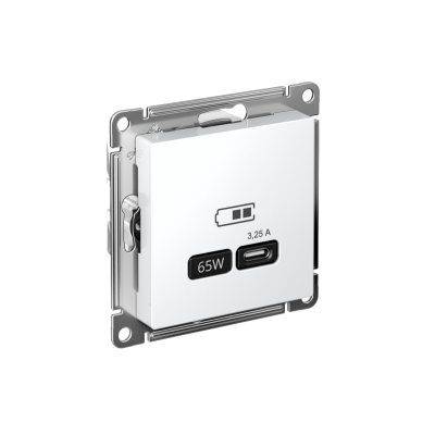 Розетка USB AtlasDesign тип C 65Вт QC PD высокоскор. ЗУ механизм бел. SE ATN000127