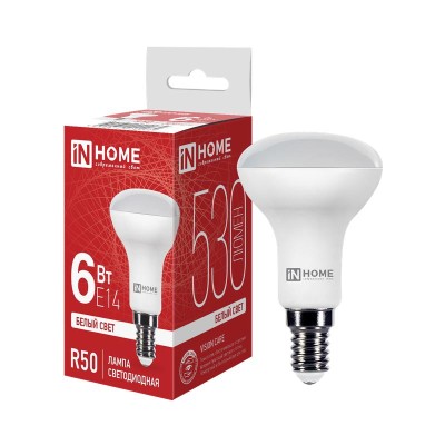 Лампа светодиодная LED-R50-VC 6Вт рефлектор 4000К нейтр. бел. E14 530лм 170-265В IN HOME 4690612024264